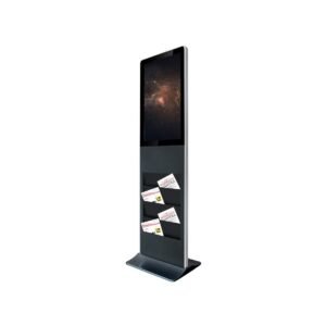 Totem vidéo 32'', FULL HD, 500 cd, 24h/7j, Indoor, Tactile, avec porte brochures